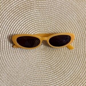 Y2K Narrow Oval Sunglasses | Glossy Yellow Frame